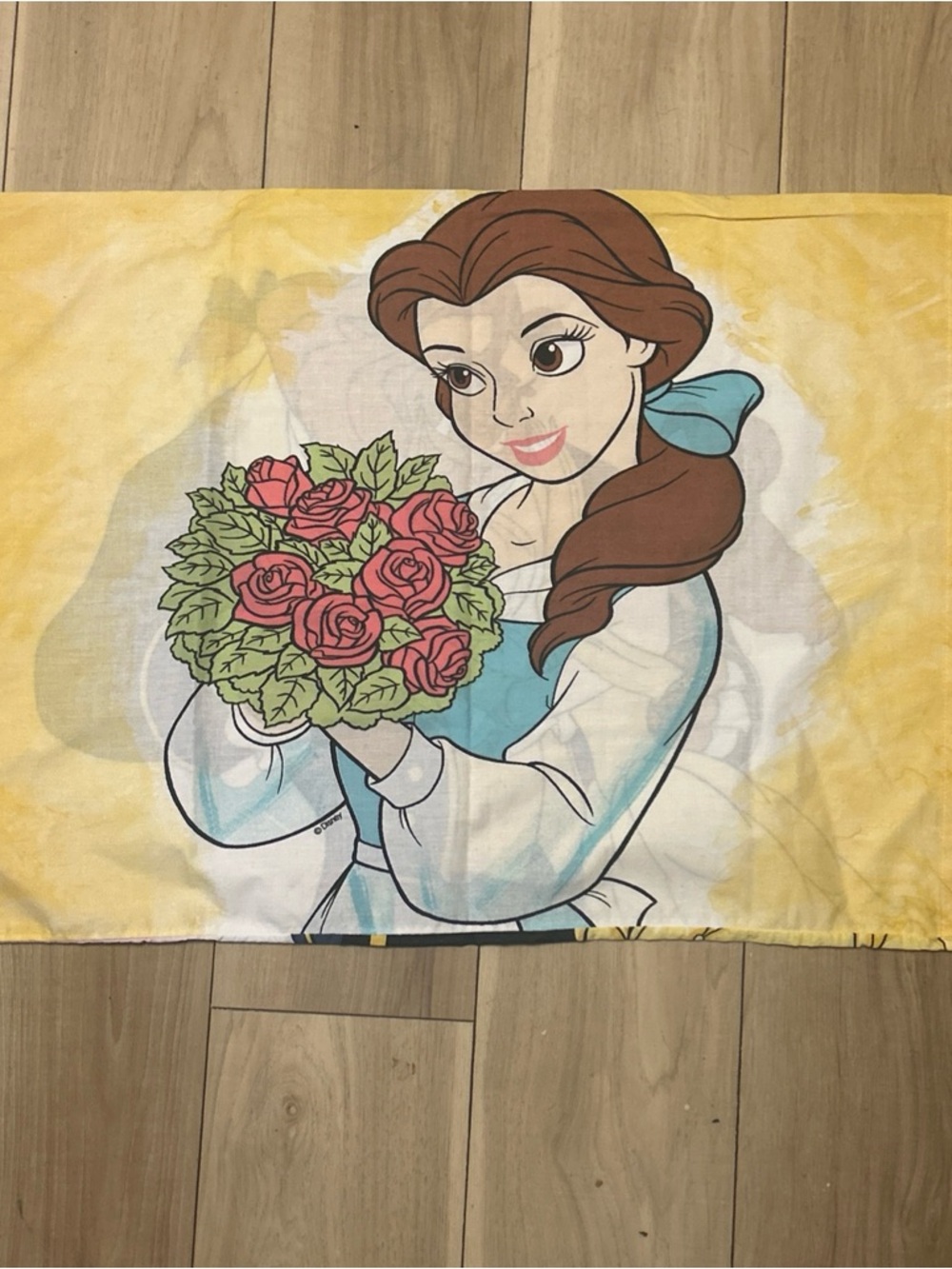 Vintage Pillow Case Size Standard 1991 Beauty and the Beast Made USA